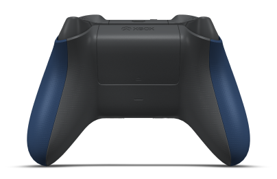 Controller with Midnight Blue body, Storm Grey D-pad, and Storm Grey thumbsticks - back view