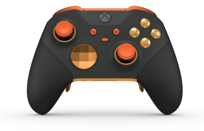 Xbox Elite Wireless Controller Series 2 - Core - Cuerpo: Negro carbón + Agarres texturizados, Cruceta: Faceta, naranja suave (metálico), Atrás: Naranja suave + Agarres texturizados