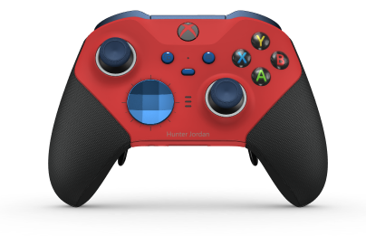 Xbox Elite Wireless Controller Series 2 - Core - Corpo: Vermelho Forte + Pegas em Borracha, Botão Direcional: Faceta, Azul Elétrico (Metal), Traseira: Vermelho Forte + Pegas em Borracha