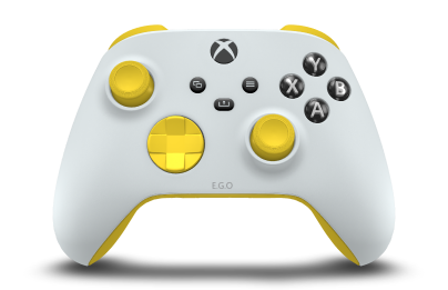 Controller with Robot White body, Lighting Yellow D-pad, and Lighting Yellow thumbsticks - front view