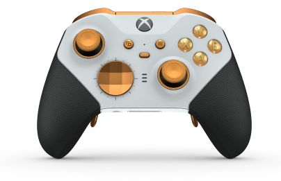 Xbox Elite Wireless Controller Series 2 - Core - Korpus: Robot White + Rubberized Grips, Pad kierunkowy: Wersja wklęsła, łagodny pomarańcz (wariant metaliczny), Tył: Robot White + Rubberized Grips