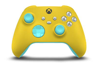 Xbox trådlös handkontroll - Framsida: Lighting Yellow, Styrknappar: Glaciärblå, Styrspakar: Glaciärblå