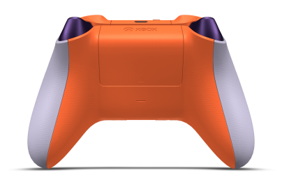 Controller with Soft Purple body, Velocity Green (Metallic) D-pad, and Astral Purple thumbsticks - back view