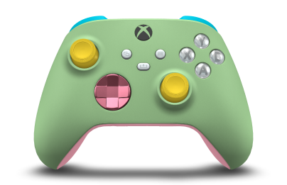 Xbox Wireless Controller - Body: Soft Green, D-Pads: Retro Pink (Metallic), Thumbsticks: Lighting Yellow