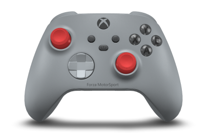 Controller with Ash Grey body, Ash Grey D-pad, and Pulse Red thumbsticks - front view