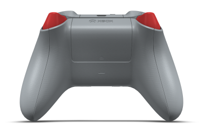 Controller with Ash Grey body, Ash Grey D-pad, and Pulse Red thumbsticks - back view
