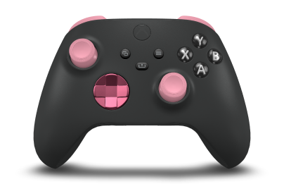 Xbox draadloze controller - Corpo: Preto Carbono, Botões Direcionais: Rosa Profundo (Metalizado), Manípulos Analógicos: Rosa Retro