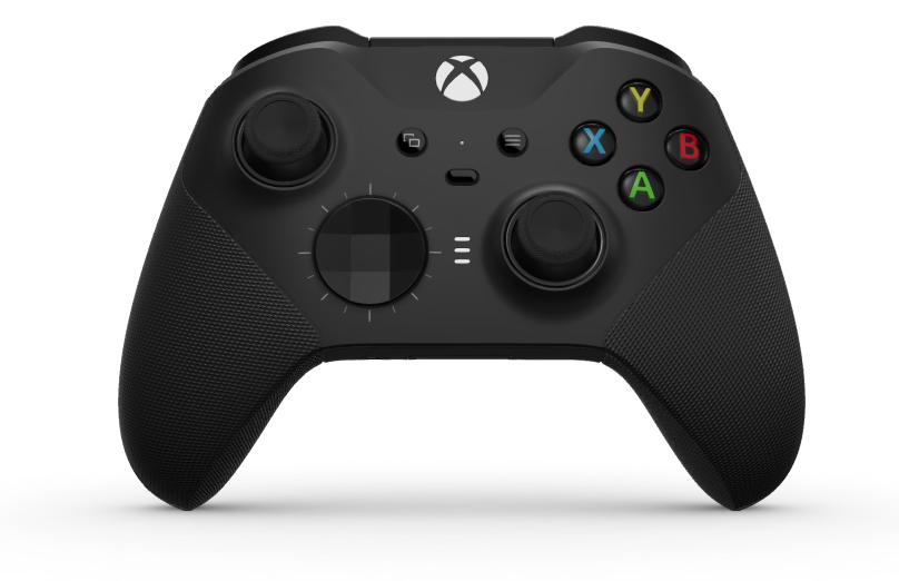 Xbox Elite Wireless Controller Series 2 - Core - Behuizing voorzijde: Carbonzwart + rubberen handvatten, D-pad: Gefacetteerd, carbonzwart (metaal), Behuizing achterzijde: Carbonzwart + rubberen handvatten
