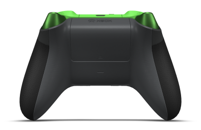 Controller with Carbon Black body, Velocity Green (Metallic) D-pad, and Carbon Black thumbsticks - back view