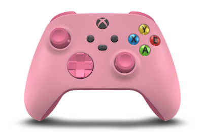 Controller with Retro Pink body, Deep Pink D-pad, and Deep Pink thumbsticks - front view