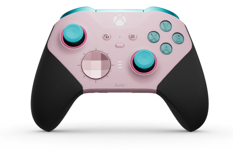 Xbox Elite Wireless Controller Series 2 - Core - Runko: Soft Pink + kumipintaiset kahvat, Suuntapainike Hybridimallin D-alusta: Viistetty, pehmeä vaaleanpunainen (metalli), Takaisin: Soft Pink + kumipintaiset kahvat