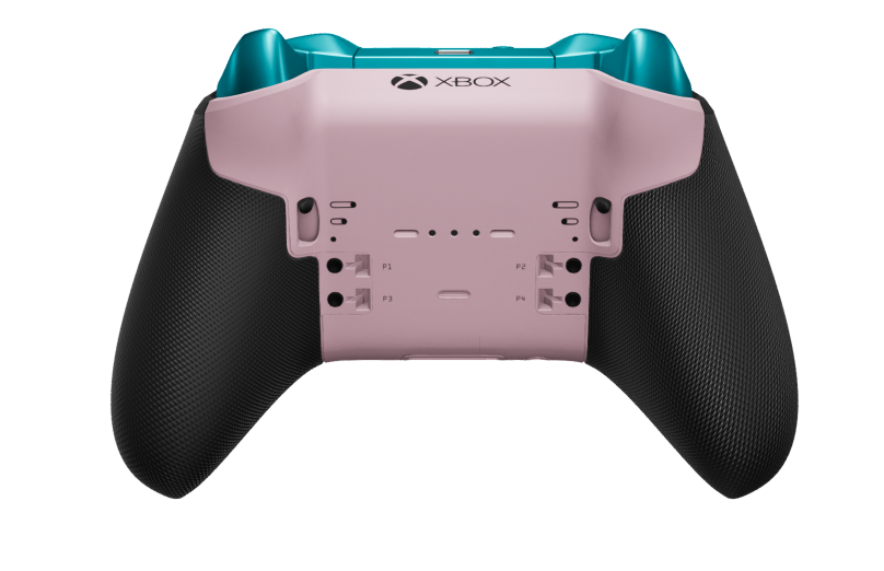 Xbox Elite Wireless Controller Series 2 - Core - Runko: Soft Pink + kumipintaiset kahvat, Suuntapainike Hybridimallin D-alusta: Viistetty, pehmeä vaaleanpunainen (metalli), Takaisin: Soft Pink + kumipintaiset kahvat