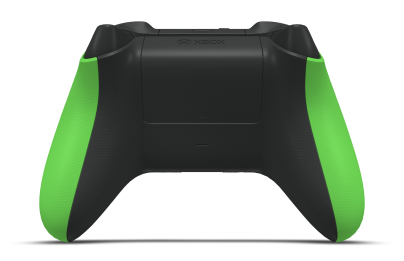 Controller with Velocity Green body, Carbon Black D-pad, and Carbon Black thumbsticks - back view