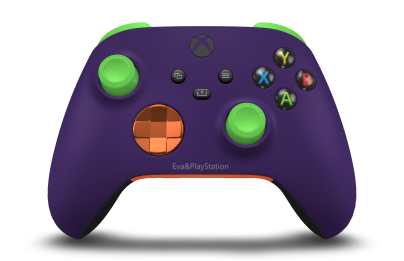 Xbox ワイヤレス コントローラー - Hoofdtekst: Astral Purple, D-Pads: Zest-oranje (metallic), Duimsticks: Velocity Green