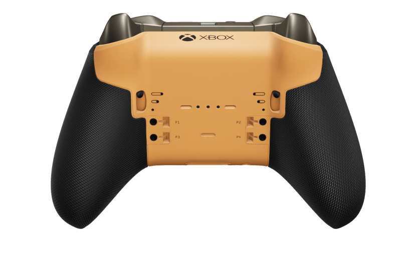 Xbox Elite Series 2 – Core vezeték nélküli kontroller - Cuerpo: Naranja suave + Agarres texturizados, Cruceta: Facetado, gris tormenta (metal), Atrás: Naranja suave + Agarres texturizados