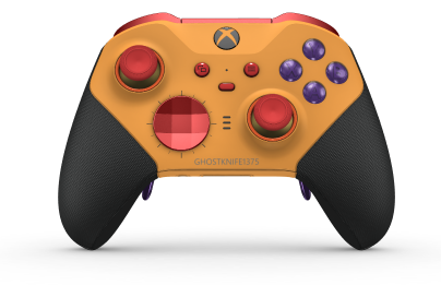 Xbox Elite Wireless Controller Series 2 - Core - 本體: 柔和橘 + 橡膠握把, 方向鍵: 多面向，脈衝紅 (金屬), 背面: 柔和橘 + 橡膠握把
