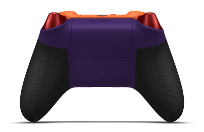 Controller with Astral Purple body, Deep Pink (Metallic) D-pad, and Velocity Green thumbsticks - back view