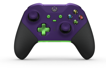 Xbox Elite Wireless Controller Series 2 - Core - Body: Astral Purple + Rubberized Grips, D-pad: Cross, Velocity Green (Metal), Back: Velocity Green + Rubberized Grips