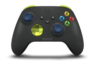 Xbox Wireless Controller - Framsida: Kolsvart, Styrknappar: Citrongul (metallic), Styrspakar: Midnattsblå