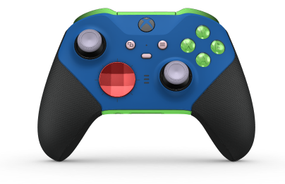 Xbox Elite Wireless Controller Series 2 - Core - 本體: 衝擊藍 + 橡膠握把, 方向鍵: 多面向，脈衝紅 (金屬), 背面: 疾速綠 + 橡膠握把