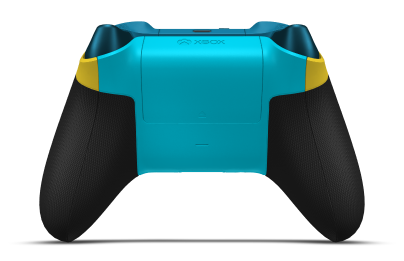 Controller with Lighting Yellow body, Glacier Blue (Metallic) D-pad, and Glacier Blue thumbsticks - back view