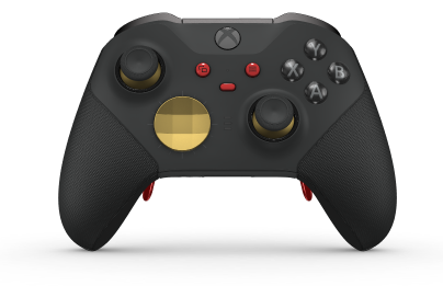 Xbox Elite ワイヤレスコントローラー シリーズ 2 - Core - Framsida: Carbon Black + gummerat grepp, Styrknapp: Facett, Gold Matte (Metall), Baksida: Carbon Black + gummerat grepp
