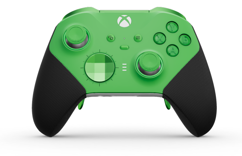 Xbox Elite Wireless Controller Series 2 - Core - Korpus: Velocity Green + gumowane uchwyty, Pad kierunkowy: Wklęsły, zieleń prędkości (metaliczny), Tył: Robot White + gumowane uchwyty