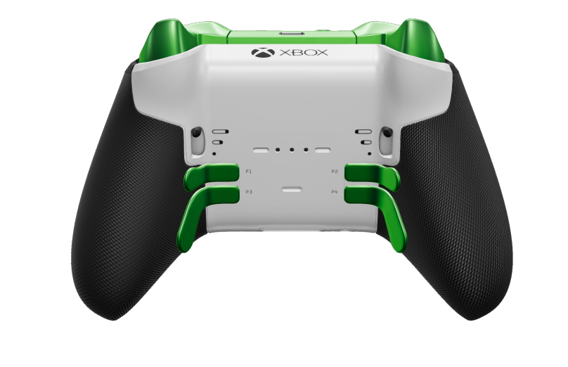 Xbox Elite Wireless Controller Series 2 - Core - Corps: Velocity Green + poignées caoutchoutées, BMD: À facettes, Velocity Green (métal), Arrière: Robot White + poignées caoutchoutées