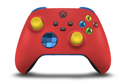 Xbox 무선 컨트롤러 - Body: Pulse Red, D-Pads: Photon Blue (Metallic), Thumbsticks: Lighting Yellow