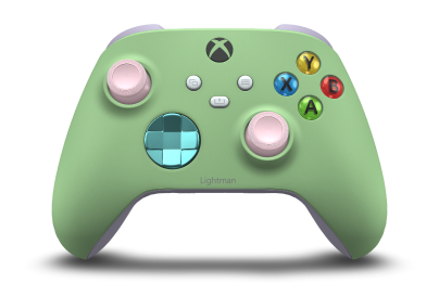Xbox Wireless Controller - Cuerpo: Verde suave, Crucetas: Azul glaciar (metálico), Palancas de mando: Rosa suave