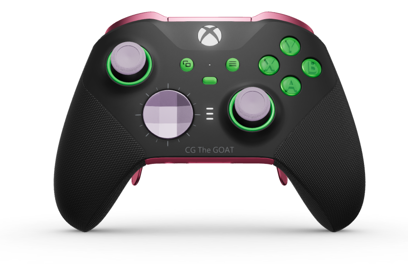 Xbox Elite Wireless Controller Series 2 - Core - Corpo: Preto Carbono + Pegas em Borracha, Botão Direcional: Facetado, Soft Purple (Metal), Traseira: Rosa Profundo + Pegas em Borracha