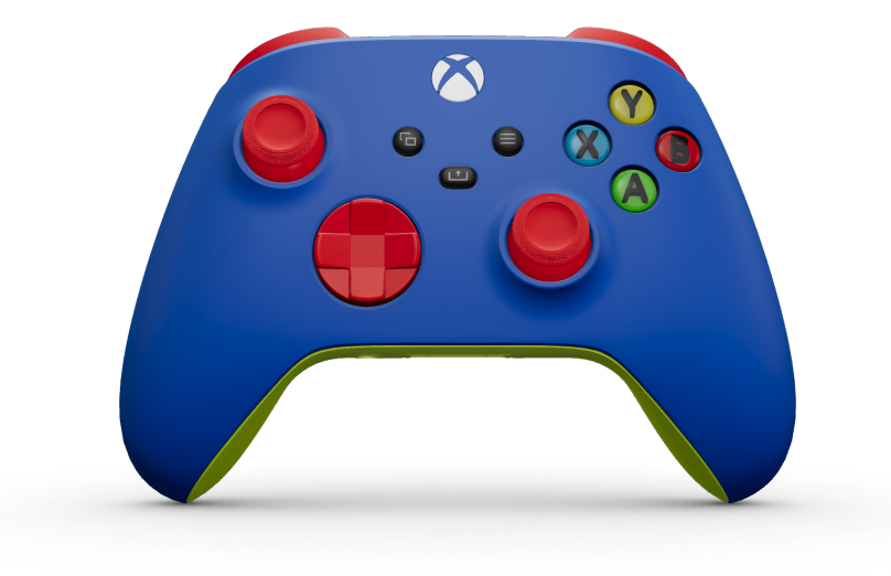 Xbox Wireless Controller - 機身: 衝擊藍, 方向鍵: 脈衝紅, 搖桿: 脈衝紅