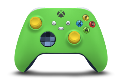 Xbox Wireless Controller - 몸체: 벨로시티 그린, 방향 패드: 미드나잇 블루(메탈릭), 엄지스틱: Lighting Yellow