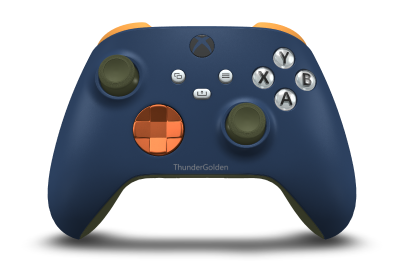 Xbox Wireless Controller - Body: Midnight Blue, D-Pads: Zest Orange (Metallic), Thumbsticks: Nocturnal Green