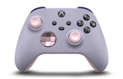 Controller with Soft Purple body, Soft Pink (Metallic) D-pad, and Soft Pink thumbsticks - front view
