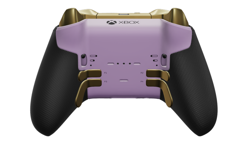 Xbox Elite Wireless Controller Series 2 - Core - Behuizing voorzijde: Zacht paars + rubberen handvatten, D-pad: Gefacetteerd, heldengoud (metaal), Behuizing achterzijde: Zacht paars + rubberen handvatten