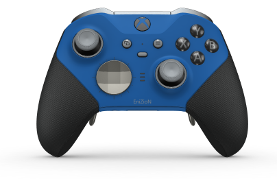 Xbox Elite Wireless Controller Series 2 – Core - Corpo: Azul Choque + Pegas em Borracha, Botão Direcional: Faceta, Prateado Vibrante (Metal), Traseira: Azul Choque + Pegas em Borracha