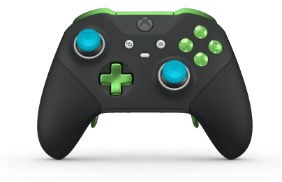 Xbox Elite Wireless Controller Series 2 - Core - Body: Carbon Black + Rubberised Grips, D-pad: Cross, Velocity Green (Metal), Back: Carbon Black + Rubberised Grips