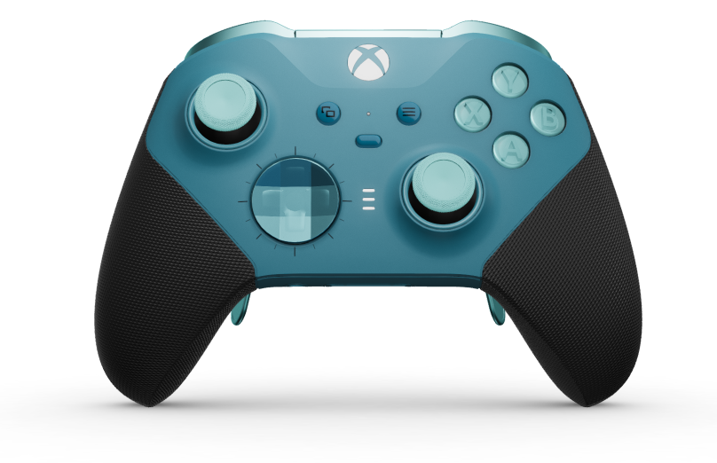 Xbox Elite Wireless Controller Series 2 – Core - Vorderseite: Mineral Blue + gummierte Griffe, D-Pad: Facettiert, Mineral Blue (Metall), Rückseite: Mineral Blue + gummierte Griffe