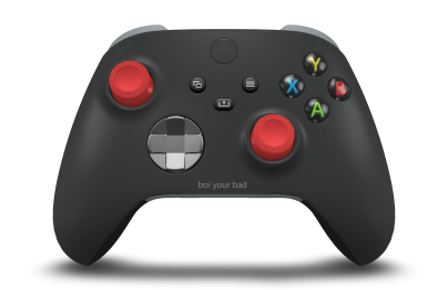 Xbox Wireless Controller - Hoveddel: Kulsort, D-blokke: Stormgrå (metallisk), Thumbsticks: Impulsrød