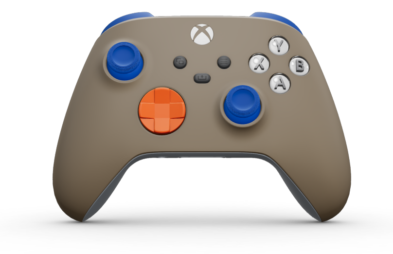 Xbox ワイヤレス コントローラー - Corps: Desert Tan, BMD: Zest Orange, Joysticks: Shock Blue