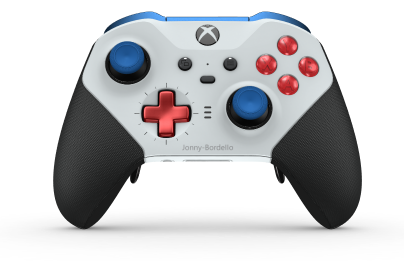 Xbox Elite Wireless Controller Series 2 – Core - Body: Robot White + Rubberized Grips, D-pad: Cross, Pulse Red (Metal), Back: Robot White + Rubberized Grips