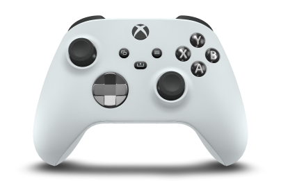 Controller with Robot White body, Storm Gray (Metallic) D-pad, and Carbon Black thumbsticks - front view