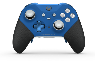 Xbox Elite Series 2 – Core vezeték nélküli kontroller - Framsida: Shock Blue + gummerat grepp, Styrknapp: Kors, Photon Blue (Metall), Baksida: Robot White + gummerat grepp