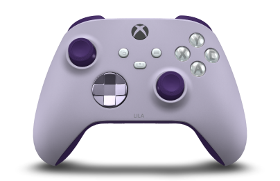Controller with Soft Purple body, Soft Purple (Metallic) D-pad, and Astral Purple thumbsticks - front view