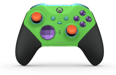 Xbox Elite Wireless Controller Series 2 - Core - Body: Velocity Green + Rubberized Grips, D-pad: Facet, Astral Purple (Metal), Back: Velocity Green + Rubberized Grips