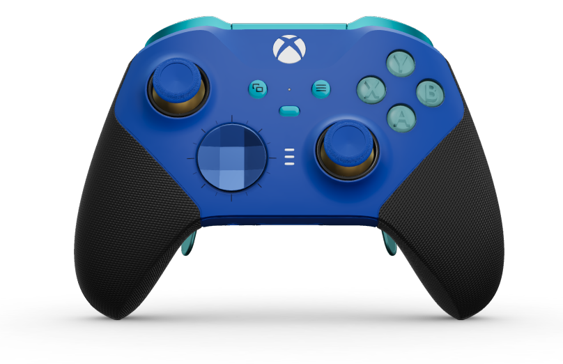 Xbox Elite Wireless Controller Series 2 - Core - Body: Shock Blue + Rubberized Grips, D-pad: Faceted, Photon Blue (Metal), Back: Shock Blue + Rubberized Grips