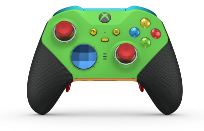 Xbox Elite Wireless Controller Series 2 - Core - Body: Velocity Green + Rubberized Grips, D-pad: Facet, Photon Blue (Metal), Back: Soft Orange + Rubberized Grips