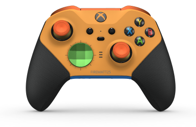 Xbox Elite Wireless Controller Series 2 - Core - Corpo: Laranja Suave + Pegas em Borracha, Botão Direcional: Faceta, Verde Veloz (Metal), Traseira: Azul Choque + Pegas em Borracha