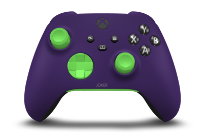 Manette avec corps Astral Purple, BMD Velocity Green et joysticks Velocity Green - Vue avant